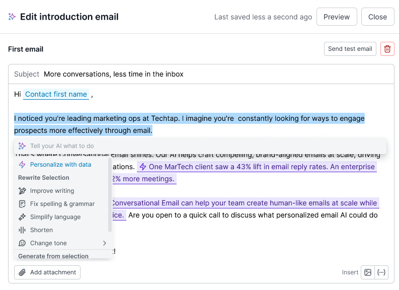AI email assis in 6sense