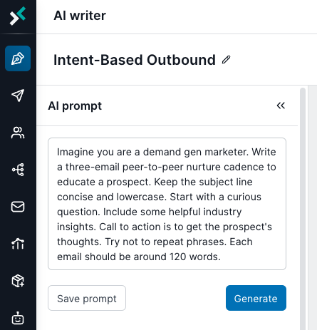 AI writer within the 6sense platform