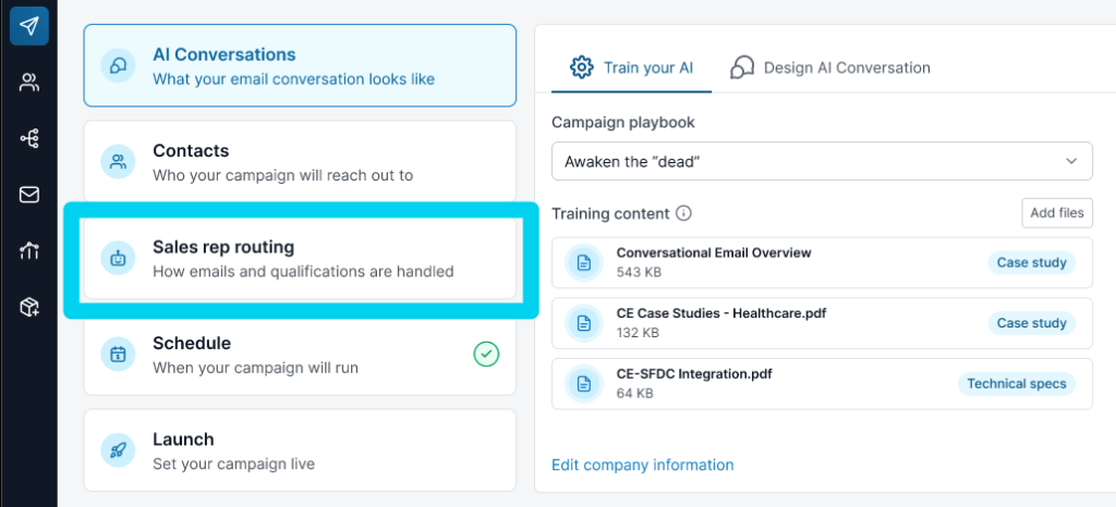 Sales rep routing within 6sense workflow