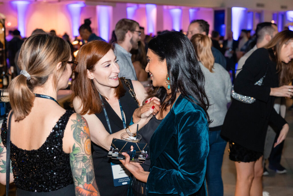group of people at a conference party