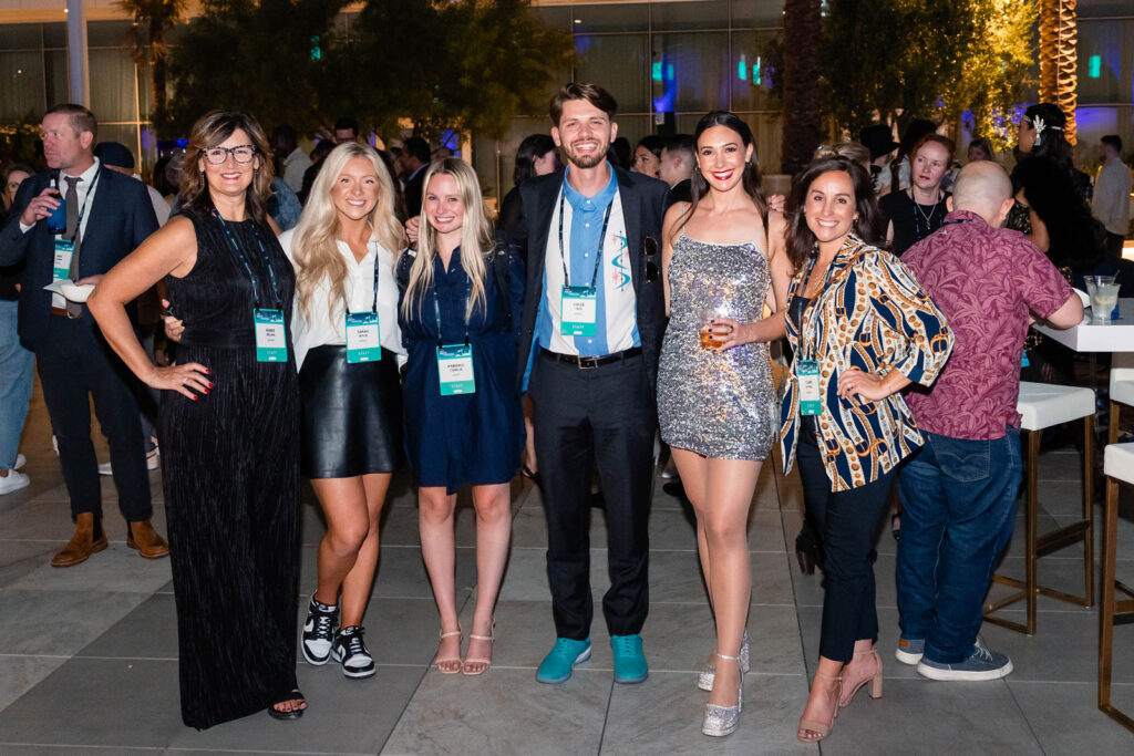 group of people at a conference party
