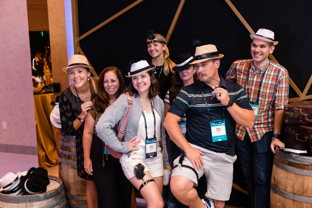 group of people at a conference party